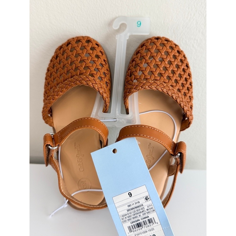 Cat & Jack Makaya Sandals Toddler Size 9 Brown Woven Huarache NWT